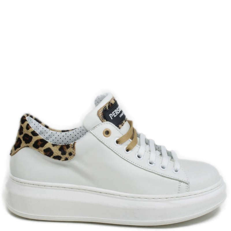 Sneakers con suola oversize 'BIG' - Bianco/Leopardato