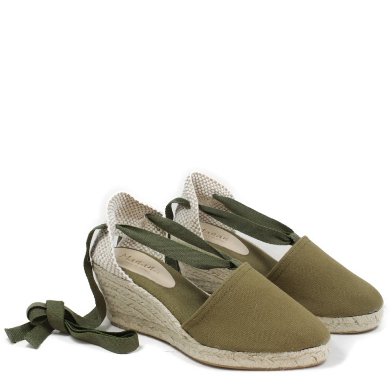 Espadrillas Sandals on Mid Wedges with Lace "501" - Green