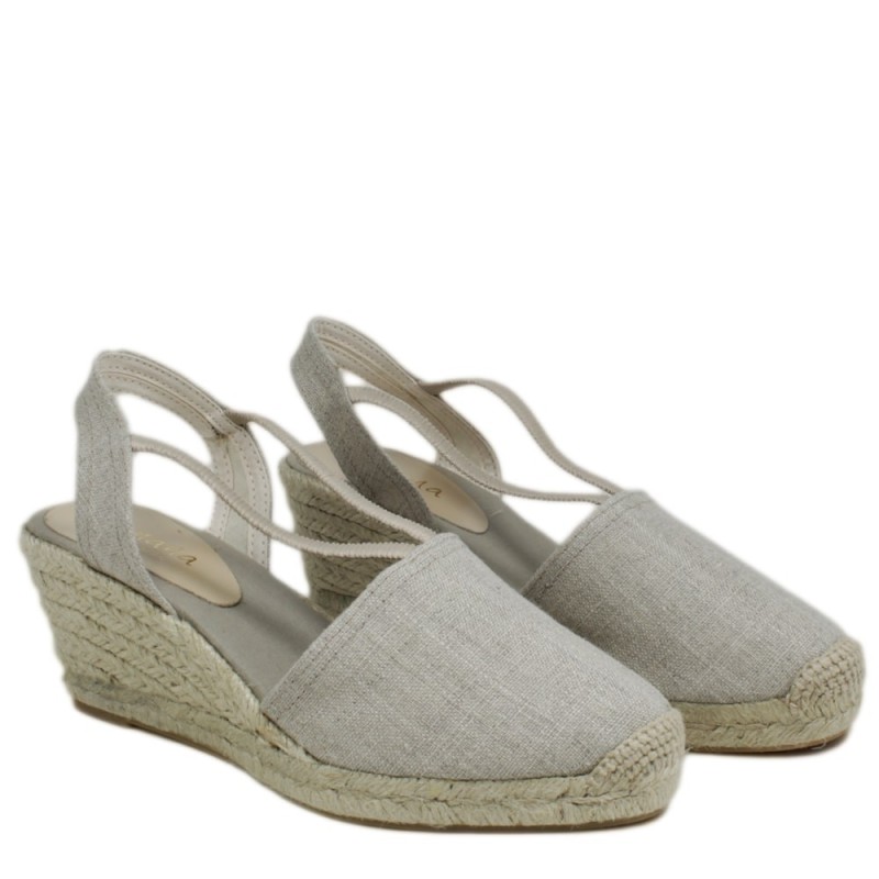 Espadrillas Sandals on Mid Wedges with Elastic "505" - Gray