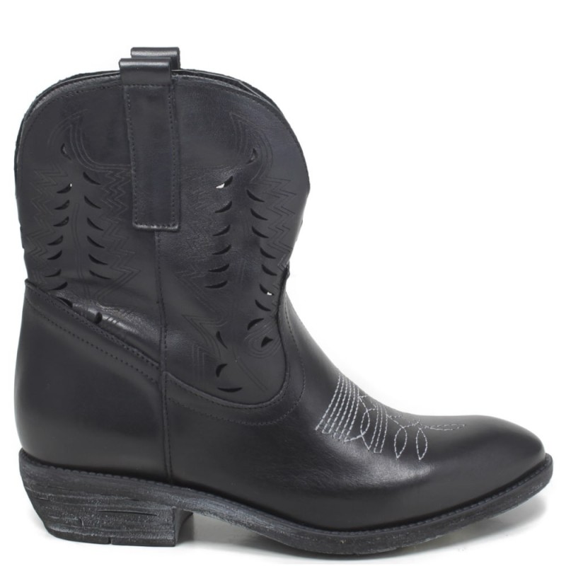 Texan Camperos Perforated Low Boots 'TYLER' - Black