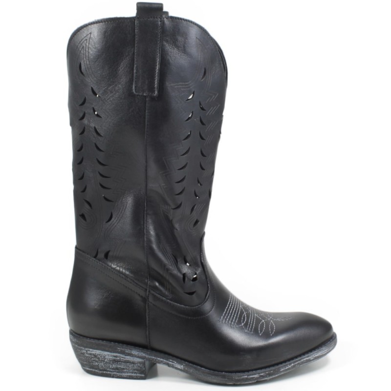 High Texan Camperos Boots Perforated 'DALLAS' - Black