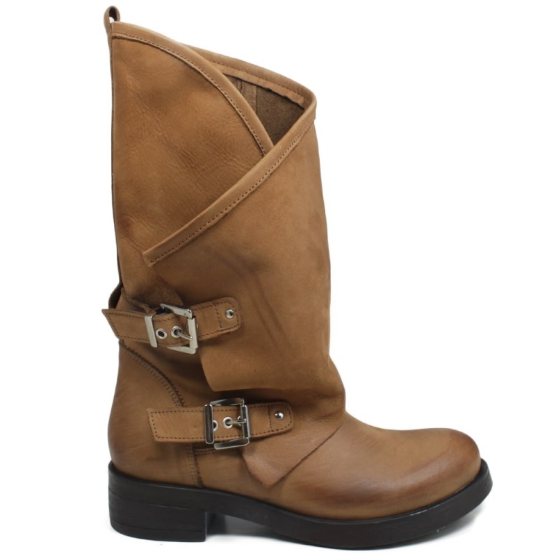 Biker Boots with Buckles "MANTRA/A" - Tan
