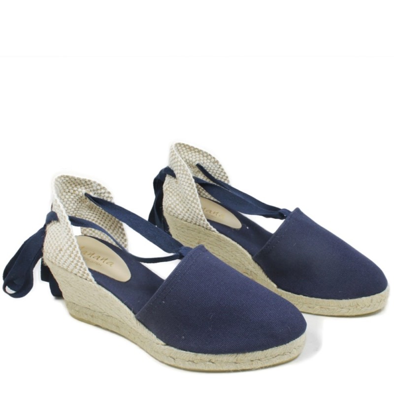 Espadrillas Sandals on Mid Wedges with Lace "501" - Blue