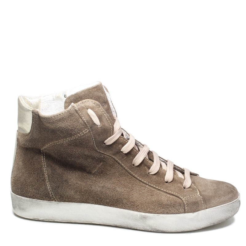 Sneakers Lace-up in Suede '106' - Taupe/Gold