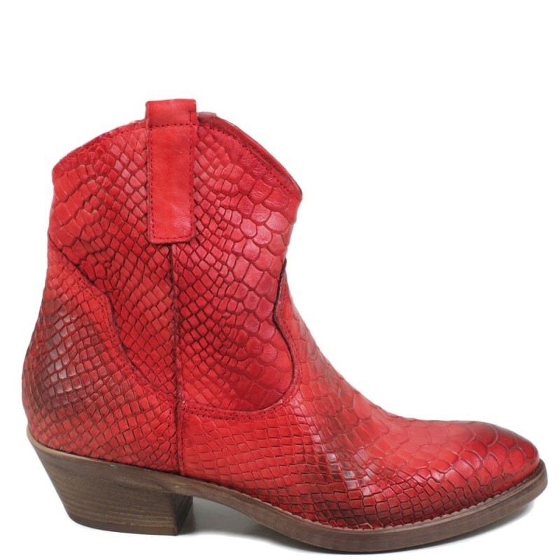Texan Camperos Summer Phyton Low Boots 'RIC12' - Red