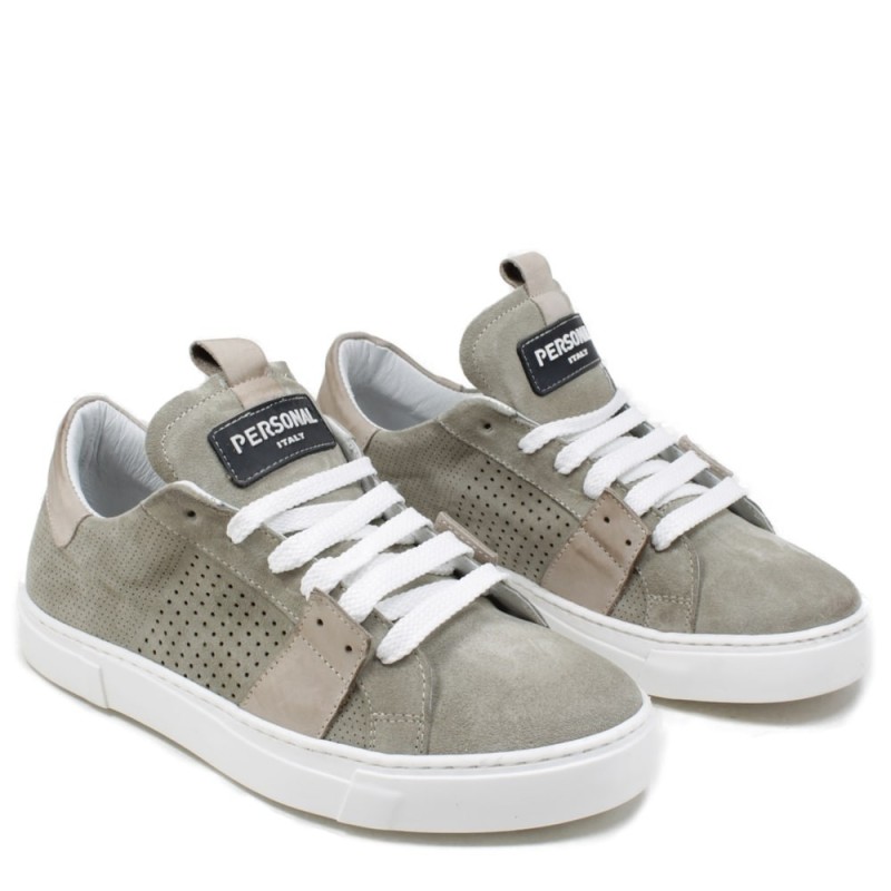 Sneakers Lace-up Perforated"AXEL" - Taupe