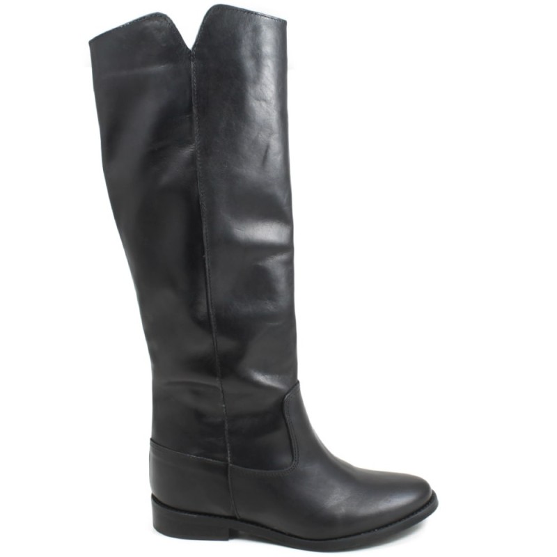 Hidden Wedges High Boots "V2" - Black Leather
