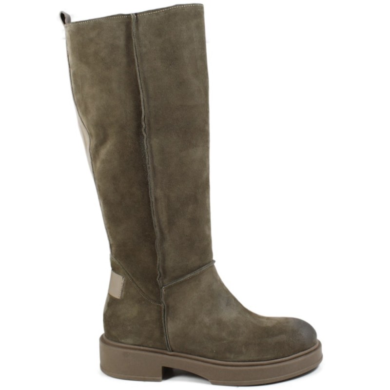 High Suede Biker Boots 'DECK/A' - Taupe