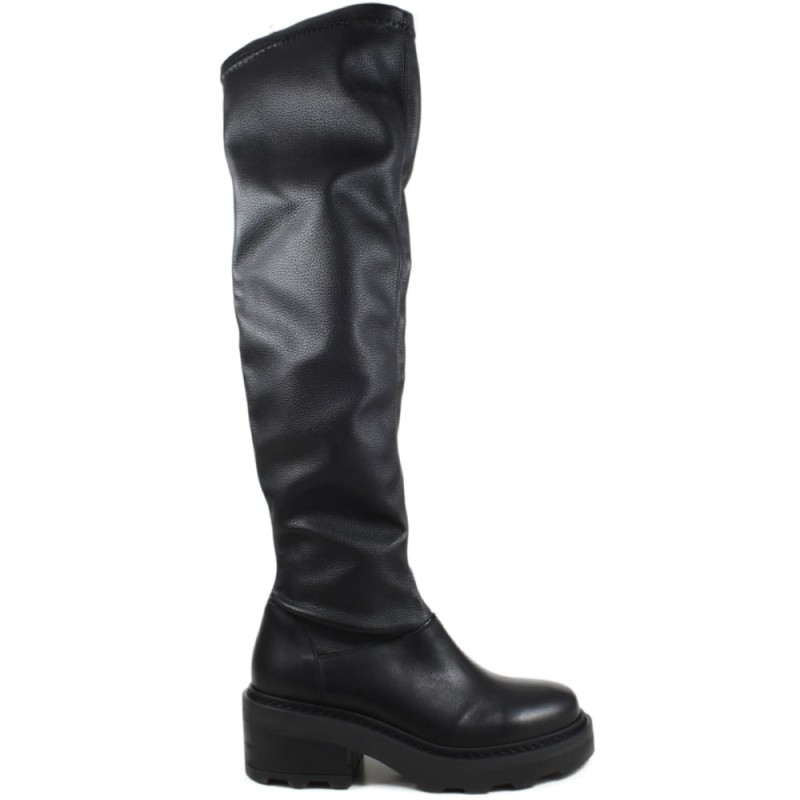 Overnknee Boots Platform "MORGAN" - Black