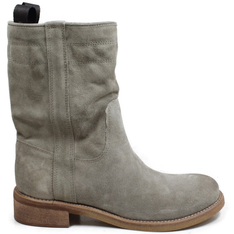 Suede Low Boots '303B' - Taupe