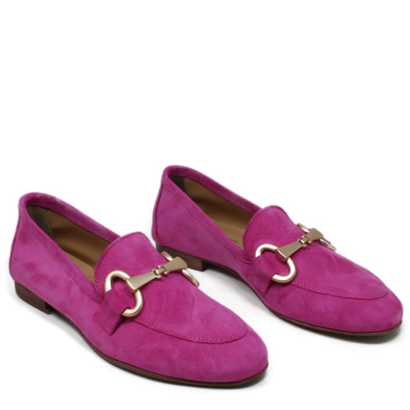 Womens Suede Loafers 'MADAME' - Fuchsia