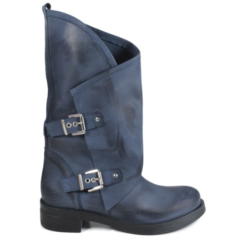 Biker Boots with Buckles "MANTRA/A" - Blue