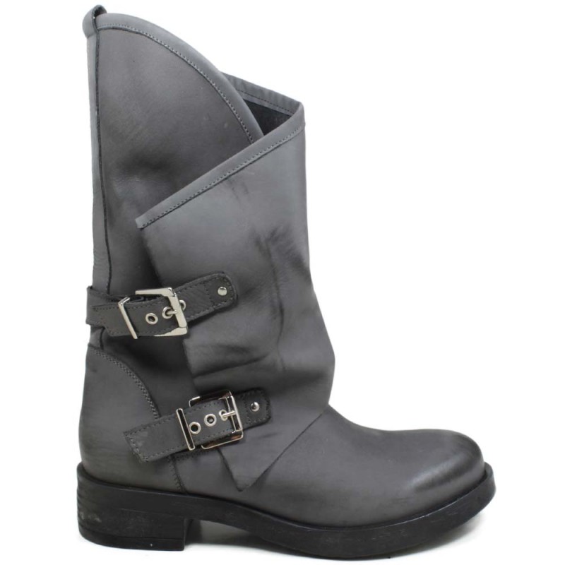 Biker Boots with Buckles "MANTRA/A" - Gray