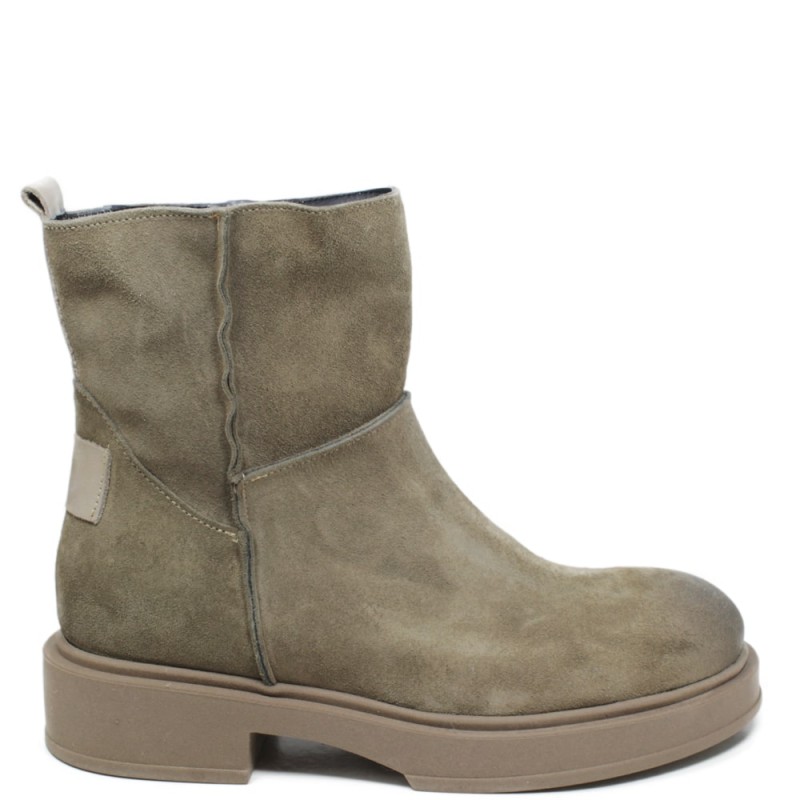 Low Suede Biker Boots 'DECK/B' - Taupe