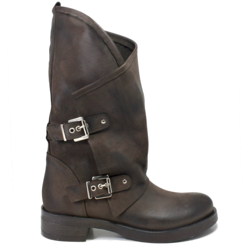 Biker Boots with Buckles "MANTRA/A" - Brown