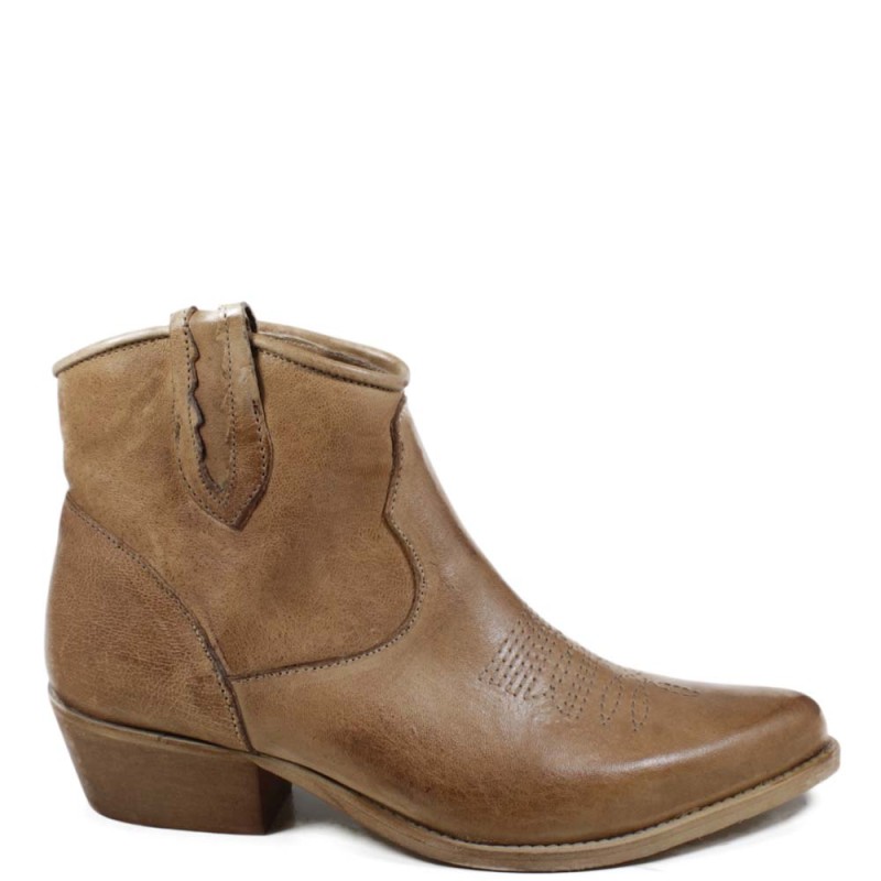 Camperos Texan Ankle Boots 'LILI" - Washed Leather Tan
