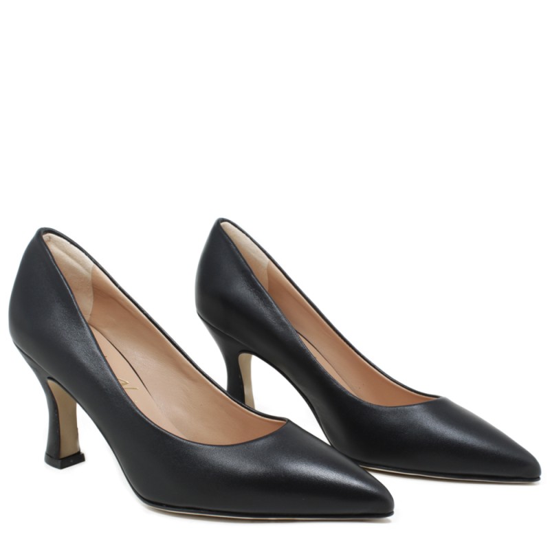 Décolleté Shoes with 8cm Heels "V50" - Black Leather