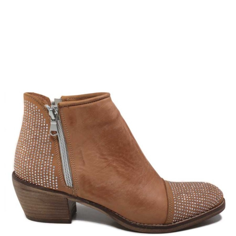 Ankle Boots with strass 'T007' - Tan