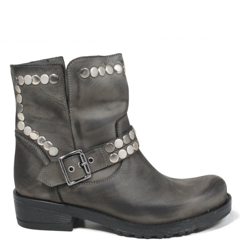 Biker Boots Low with Studs '741/B' - Gray