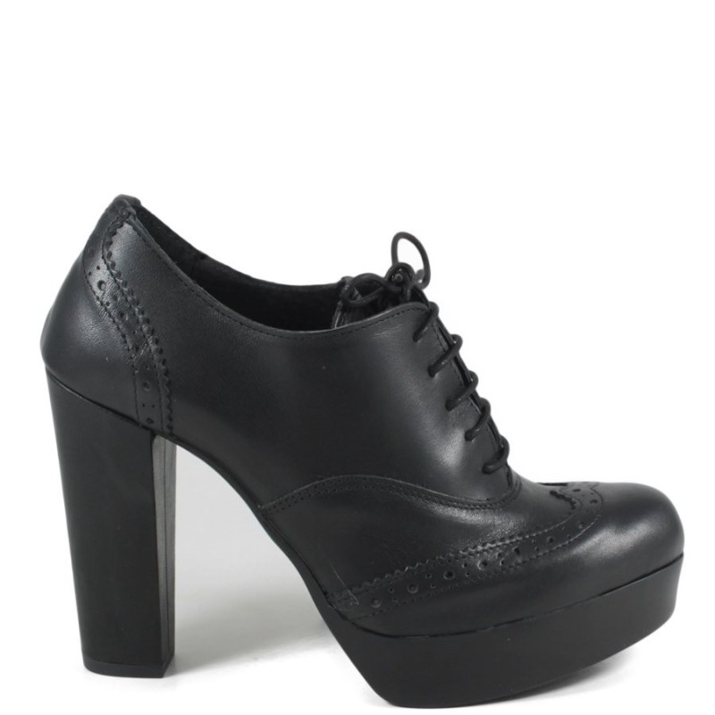 Lace-Up High Fronts Shoes Black Leather Made in Italy