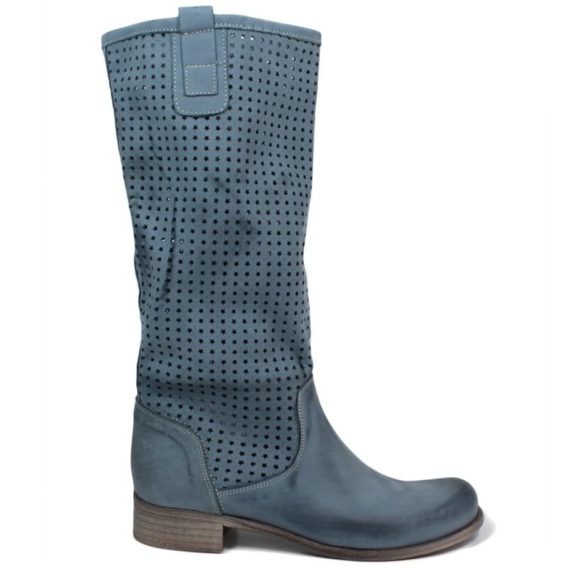 High Perforated Summer Boots 'T04' - Blue Jeans