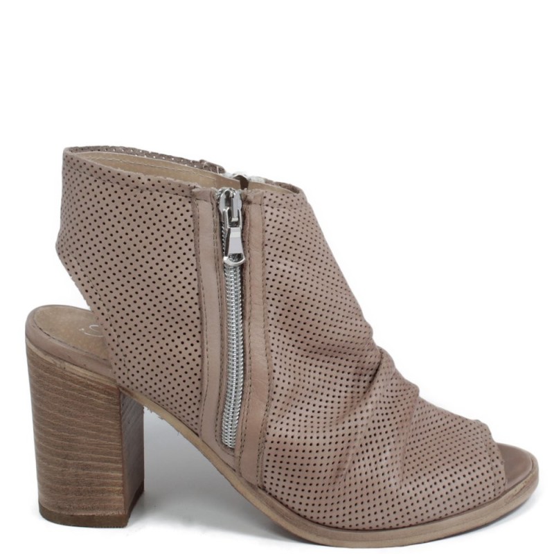 Open Toe Sandals Perforated "SP050" - Taupe