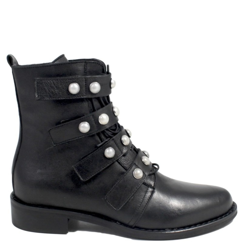 Ankle Boots with pearls 'Pearl' - Black