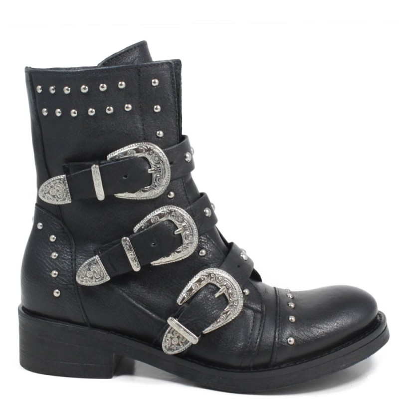 Military Boots with Buckles 'MYA' - Black