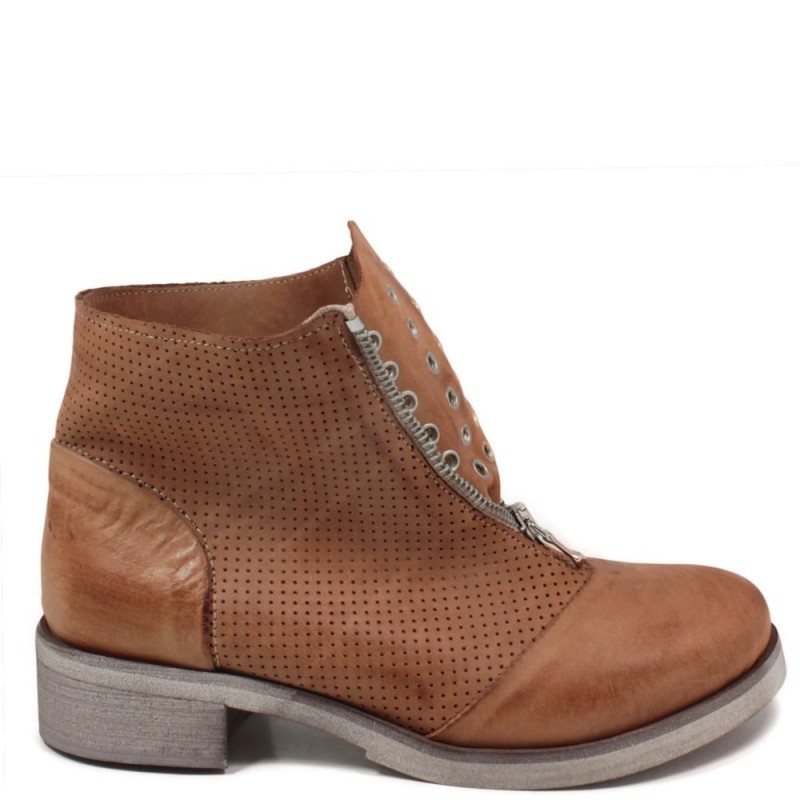 Low Boots with zipper '4009' - Tan