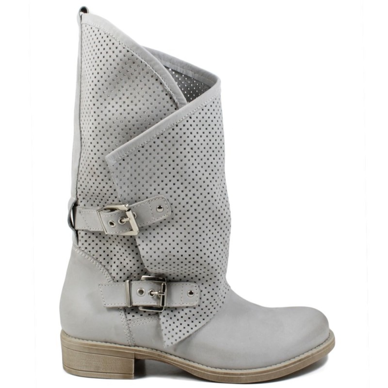 Perforated Biker Boots 'MANTRA/A' - Gray