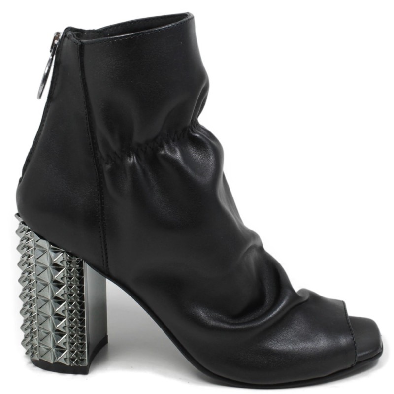 Open Toe Shoes with pyramidal high Heel '371' - Black