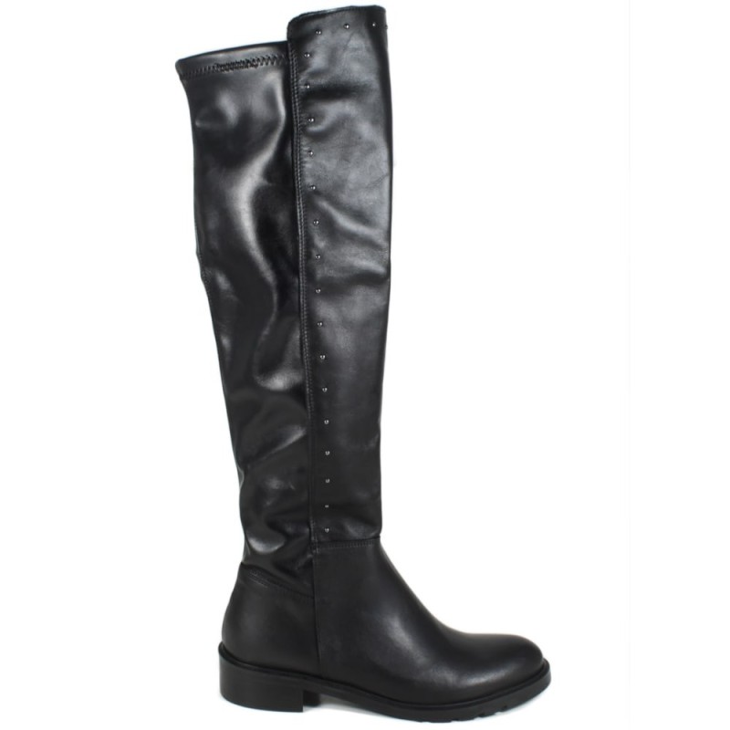 Riding Boots High with microstuds '1051' - Black