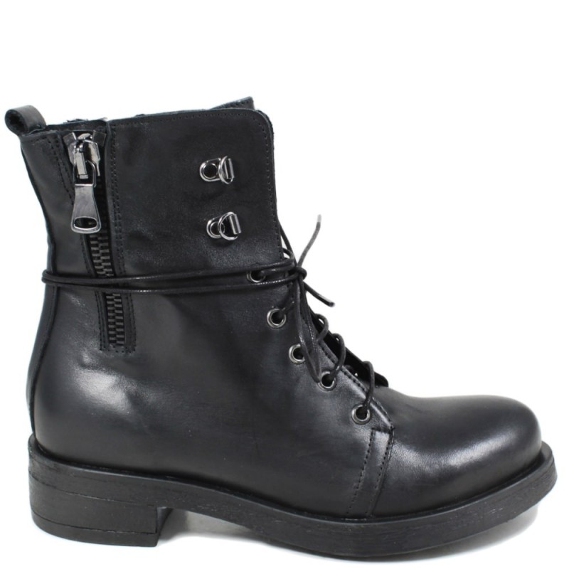 Military Boots with Zipper 'AN12' - Black