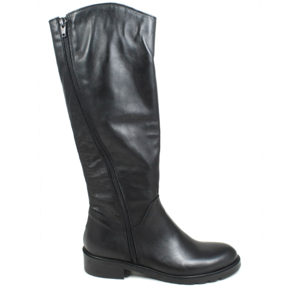 Riding Boots for Woman with Zipper in Genuine Leather Black